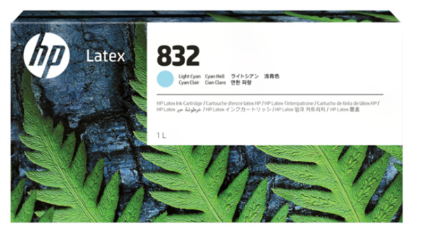 HP 832 1-Liter Light Cyan Ink Cartridge for Latex 630, 630 W, 700, 700 W, 730, 730W