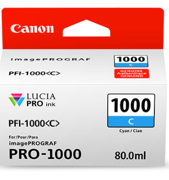 Canon PFI-1000C Cyan Ink Tank 80ml for imagePROGRAF PRO-1000 - 0547C002AA