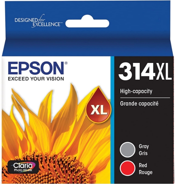 Epson 314XL Claria Photo HD Gray and Red Inks 2 pack for XP 15000 - T314XL922-S