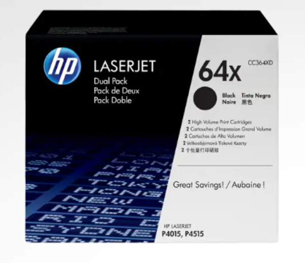 HP LaserJet 64X Dual-Pack Black Print Toner Cartridges - CC364XD