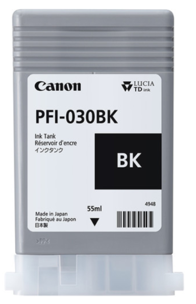 Canon PFI-030BK - 55ml Pigment Black Ink for imagePROGRAF TA-20, TA-30, TM-240, TM-340, TM-500, TM-600 - 3489C001AA