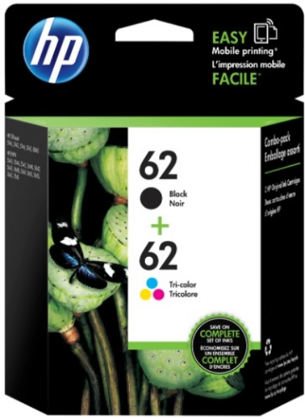 HP 62 2-pack Black/Tri-Color Original Ink Cartridges - N9H64FN		