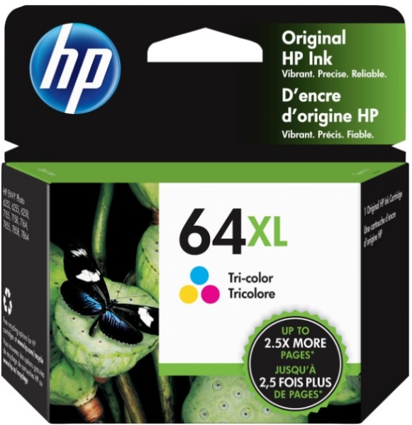 HP 64XL High Yield Tri-color Original Ink Cartridge - N9J91AN		
