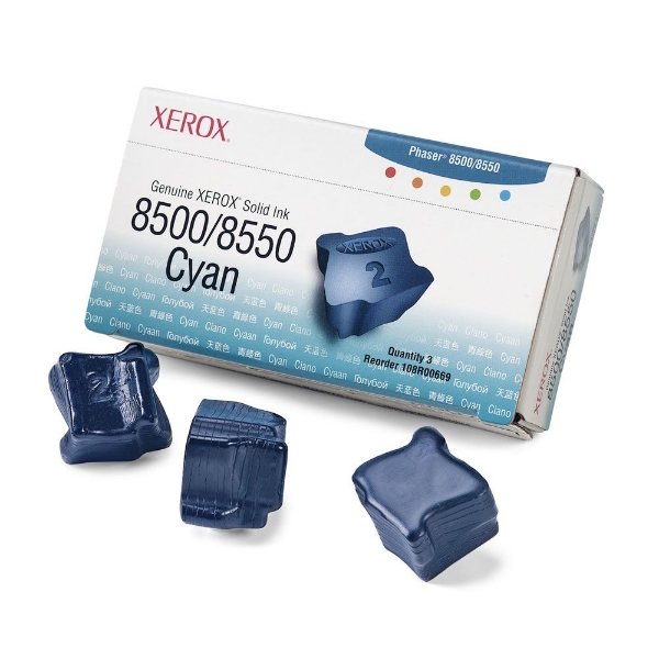 Xerox Phaser 8500/8550 Cyan Solid Ink Pack (3 Sticks) *NON-RETURNABLE - 108R00669