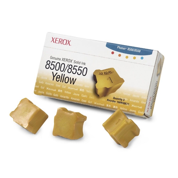 Xerox Phaser 8500/8550 Yellow Solid Ink Pack (3 Sticks) *NON-RETURNABLE - 108R00671