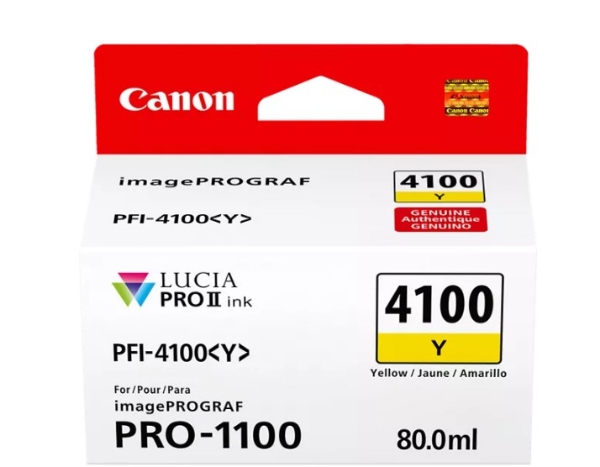 Canon PFI-4100Y Yellow Ink Tank 80ml for imagePROGRAF PRO-1100 - 6780C002