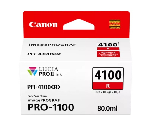 Canon PFI-4100R Red Ink Tank 80ml for imagePROGRAF PRO-1100 - 6785C002