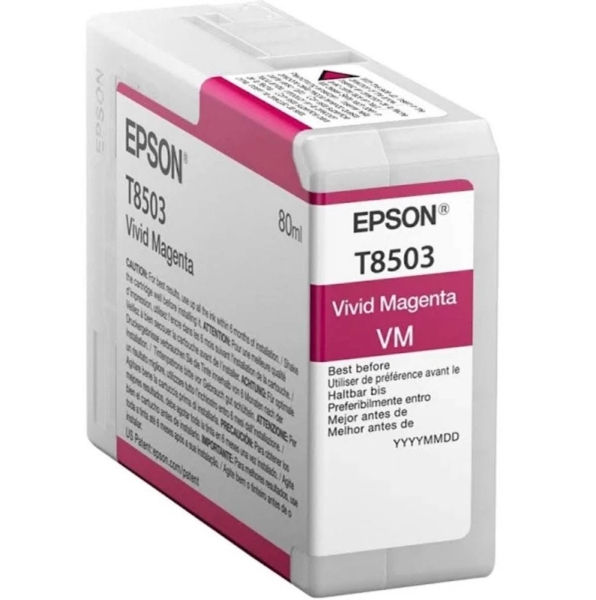 Epson T850 UltraChrome HD 80ml Vivid Magenta Ink Cartridge for SureColor P800 - T85030N	