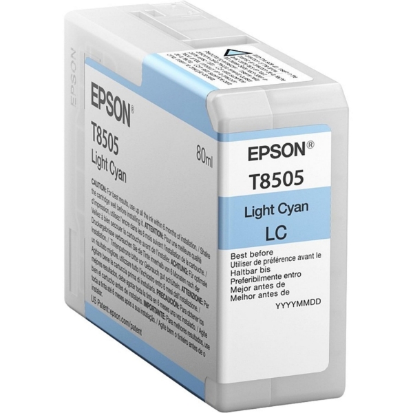 Epson T850 UltraChrome HD 80ml Light Cyan Ink Cartridge for SureColor P800 T850500	