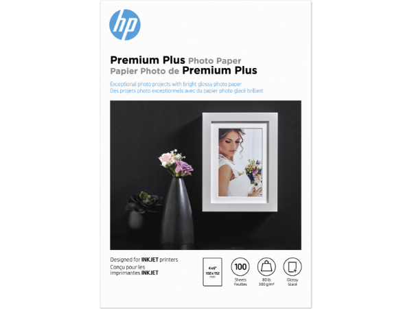 HP Premium Plus Glossy Photo Paper 4 x 6" - 100 Sheets