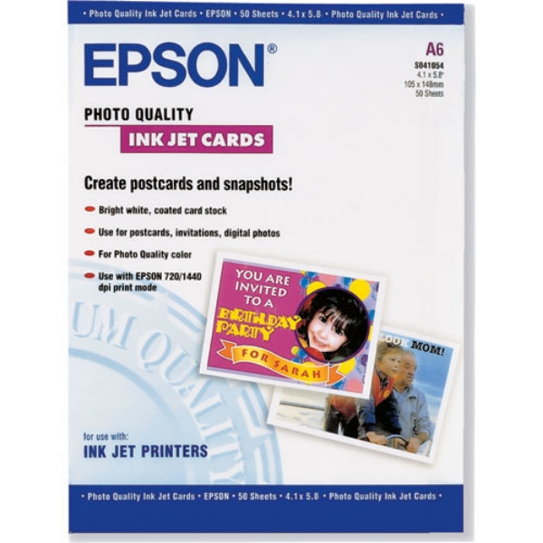 Epson Photo Quality Ink Jet Post Cards 4.1"x5.8" - 50 Sheets