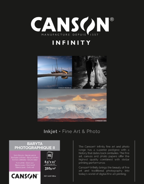 Canson-Infinity Baryta Photographique II 310gsm Satin 8.5"x11" - 25 Sheets		