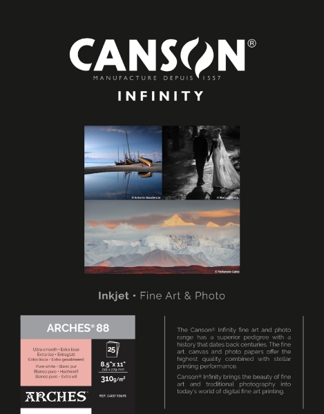 Canson Infinity ARCHES 88 310gsm Matte 8.5"x11" - 25 Sheets	