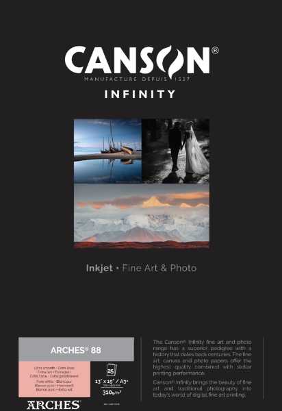 Canson Infinity ARCHES 88 310gsm Matte 13"x19" A3+ - 25 Sheets		