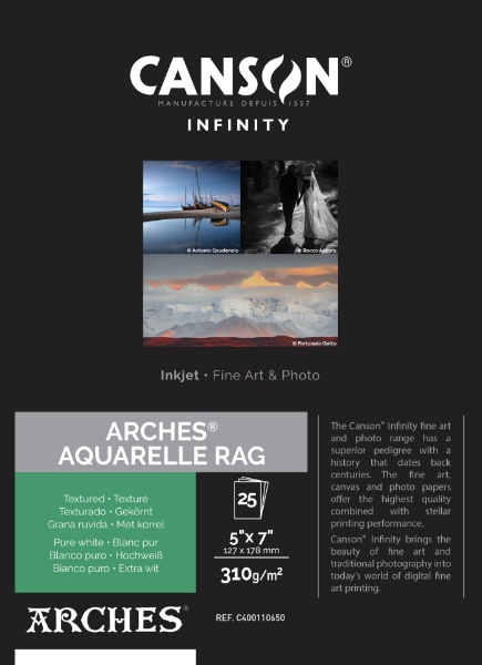 Canson Infinity ARCHES Aquarelle Rag 310gsm Matte 5"x7" - 25 Sheets