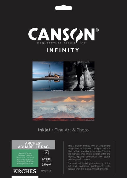 Canson Infinity ARCHES Aquarelle Rag 310gsm Matte 8.5" x 11" - 10 Sheets	