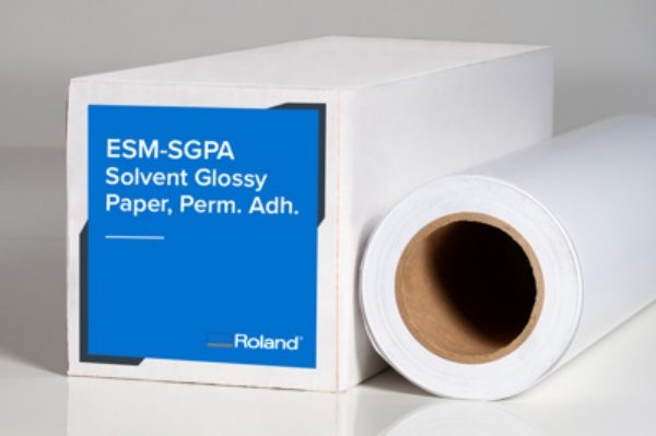 Roland (ESM-SGPA) Solvent Glossy Paper with Permanent Adhesive 135gsm 20in x 50ft Roll
