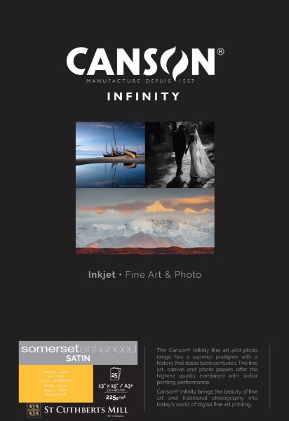 Canson Infinity Somerset Enhanced Satin White 225gsm Matte 13"x19" - 25 Sheets