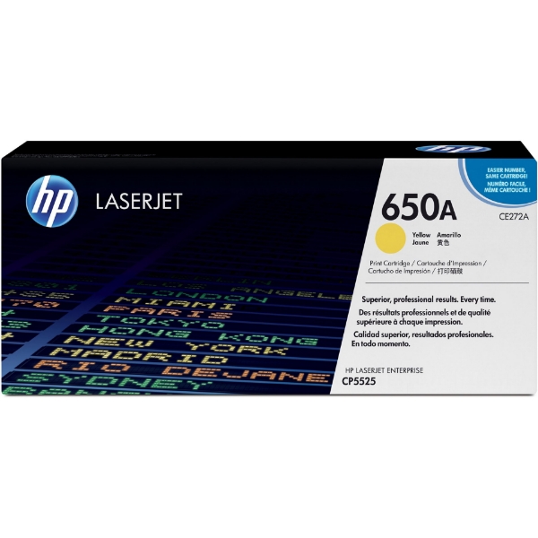 HP 650A Yellow Original LaserJet Toner Cartridge for CP5525, M750 - CE272A