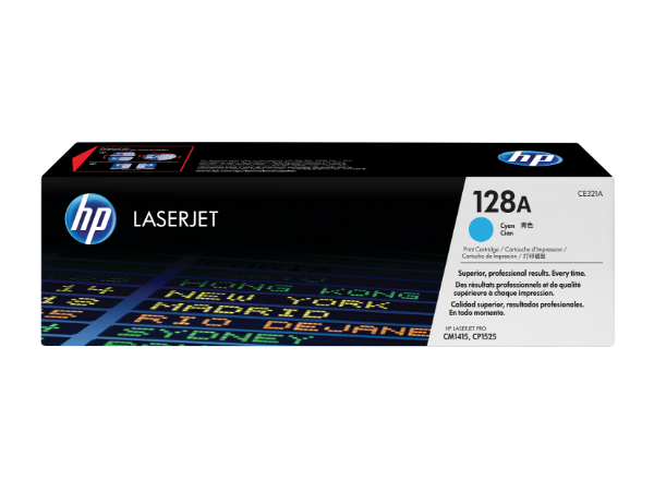 HP 128A Cyan Original LaserJet Toner Cartridge for CM1415, CP1525 - CE321A