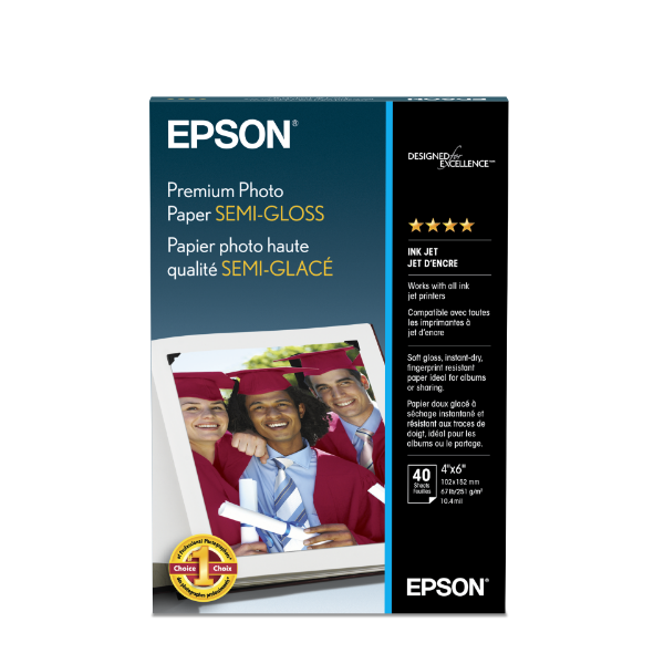 EPSON Premium Photo Paper Semi-gloss 251gsm 4"x6" - 40 Sheets