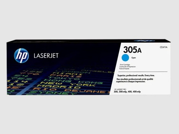 HP 305A Cyan Original LaserJet Toner Cartridge for LaserJet Pro 300, 300 mfp, 400, 400 mfp - CE411A