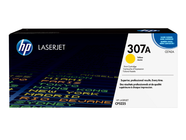 HP 307A Yellow Original LaserJet Toner Cartridge for CP5225 - CE742A