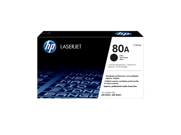 HP 80A Black Original LaserJet Toner Cartridge for LaserJet Pro 400 M401, 400 M425 - CF280A