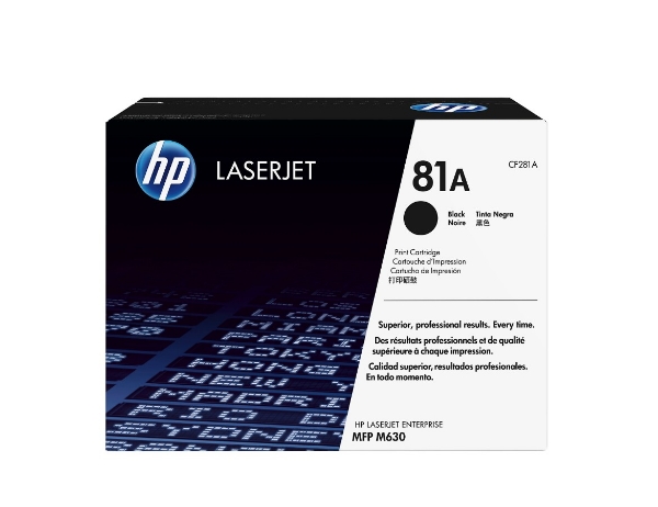 HP 81A Black Original LaserJet Toner Cartridge for M604, M605, M606, MFP M630 - CF281A