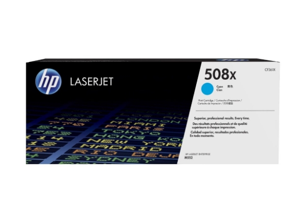 HP 508X High Yield Cyan Original LaserJet Toner Cartridge for LaserJet Enterprise M552 - CF361X