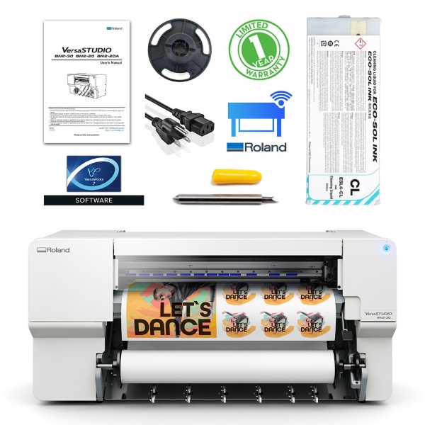 Roland VersaSTUDIO BN2-30 30" Desktop Eco-Solvent CMYK + White Printer with Cutter
